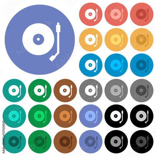Turntable round flat multi colored icons