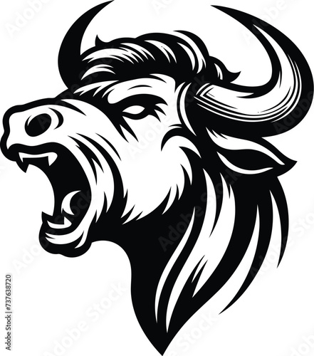 bull, buffalo, bison head, animal mascot illustration,

