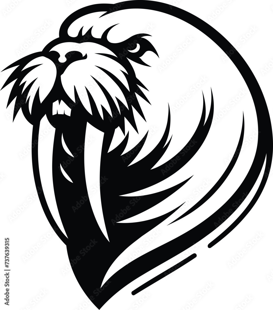 Fototapeta premium walrus head, animal mascot illustration,