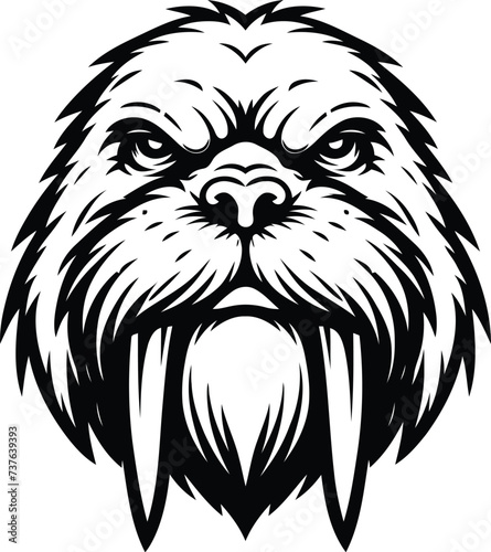 walrus head, animal mascot illustration,

