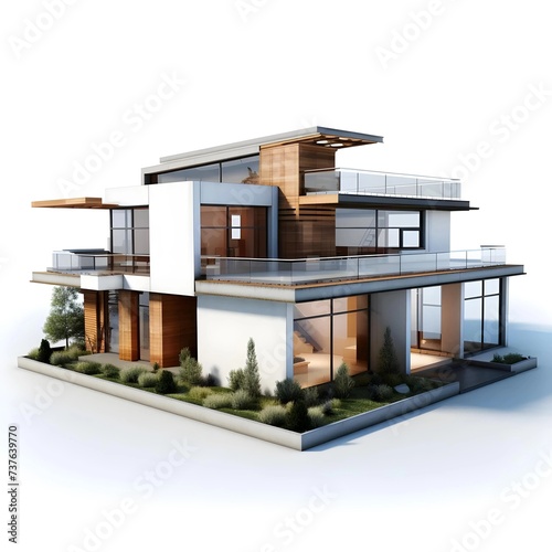 3d house model with modern architecture isolated background © Ilham