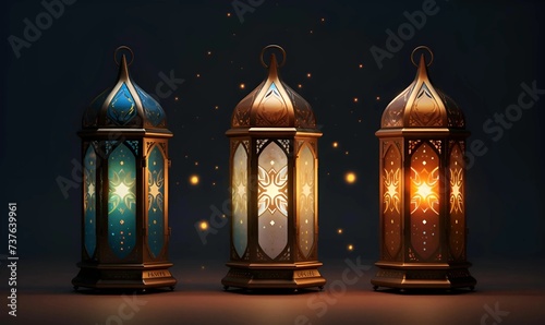 Detailed lantern design for islamic ramadan celebration copy space
