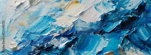 Wallpaper Mural Close-up abstract painting combines blue and white in impasto style Torontodigital.ca
