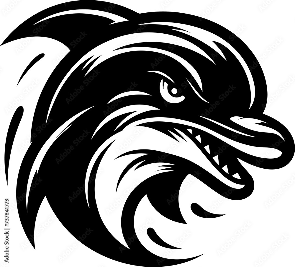 Obraz premium shark, whale, dolphin, orca, head, animal mascot illustration,