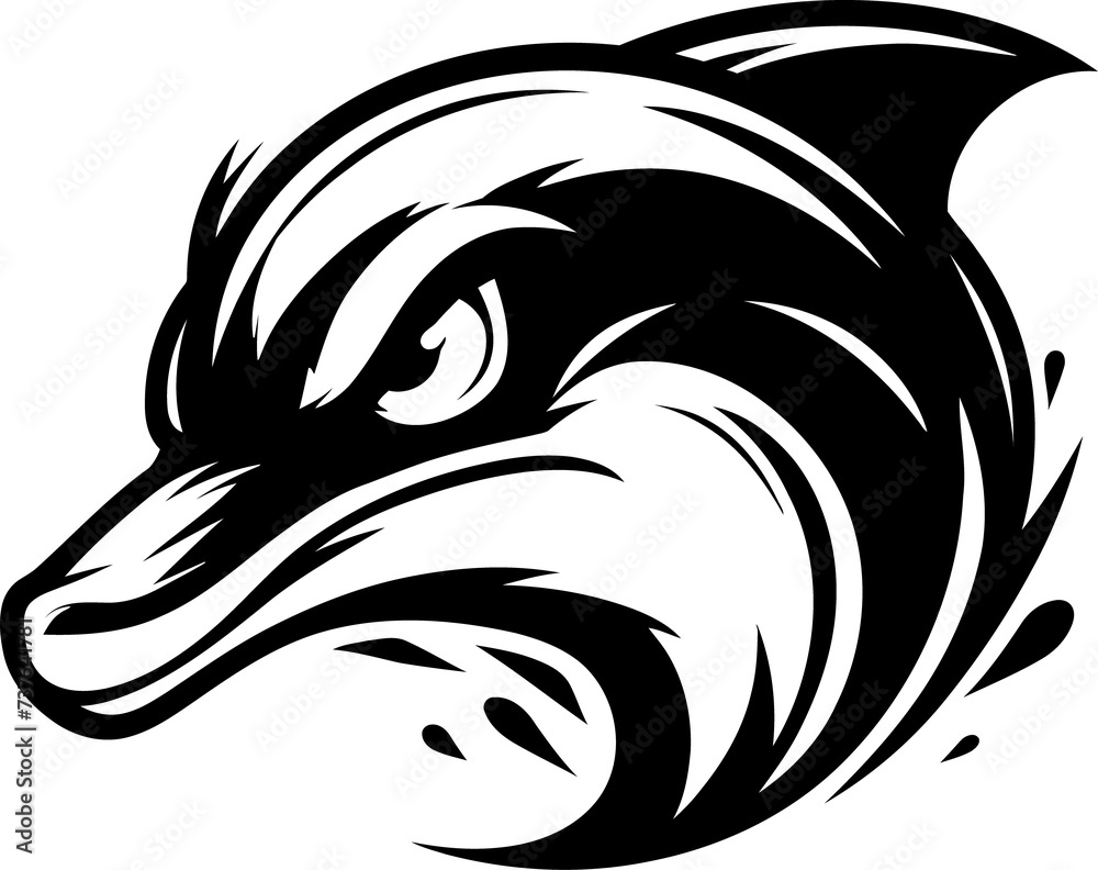 Obraz premium shark, whale, dolphin, orca, head, animal mascot illustration,