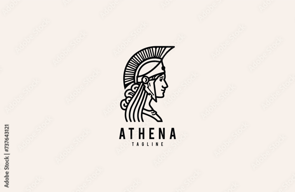 Fototapeta premium Greek roman goddess athena minerva premium luxury beauty logo design