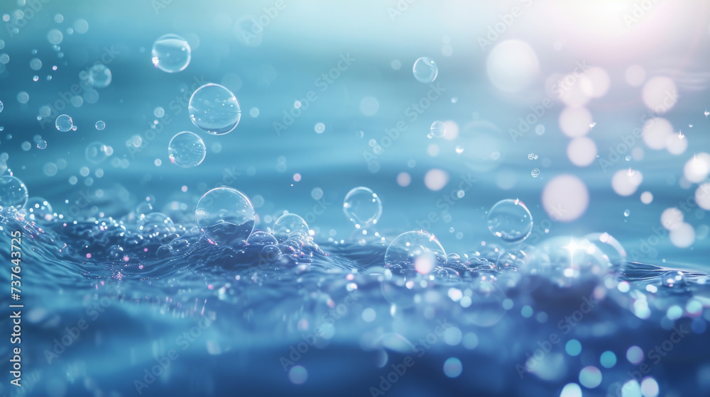 A serene and peaceful image of tiny bubbles gently rising through a quiet ocean creating a soothing and calming effect.