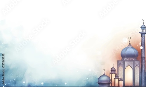 watercolor ramadan lattern copy space © Ilham