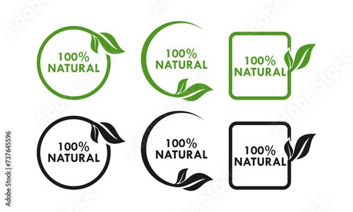 100 percen natural design logo template illustration