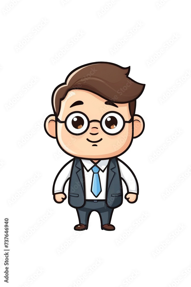 Cute office character cartoon icon illustration 