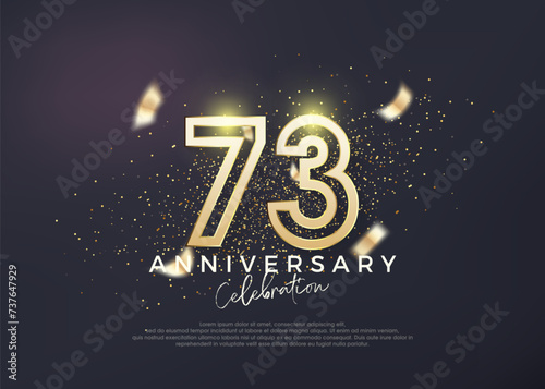 Gold line design for 73rd anniversary celebration. Premium vector for poster, banner, celebration greeting. photo
