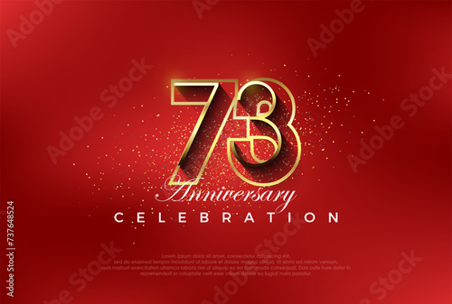 line art number with golden fancy 73rd numeral. Premium vector for poster, banner, celebration greeting. photo