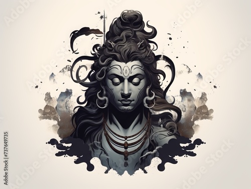 Obraz na płótnie Divine Manifestation: Reverent Images of Lord Shiva in Worship w salonie