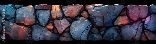 stylized stone wall panoramic background, background with a ratio size of 32:9