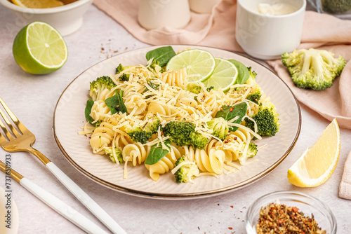 Delicious fusilli pasta wit...