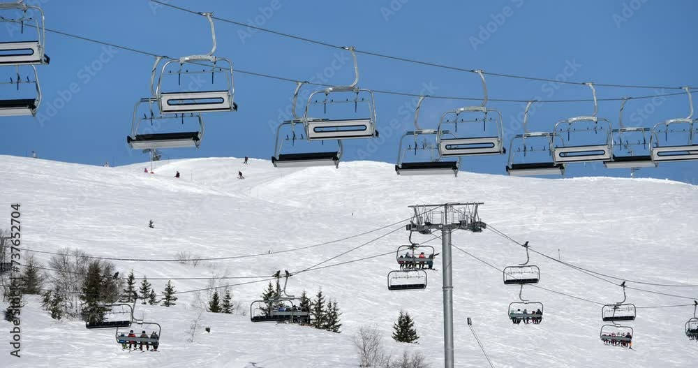 La Rosiere, les Eucherts, chair lifts, Savoie department, France La Rosiere, les Eucherts, chair lifts, Savoie department, France