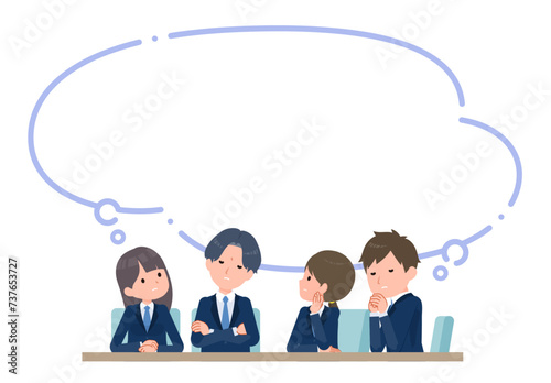悩んでいる学生グループ　吹き出し付き