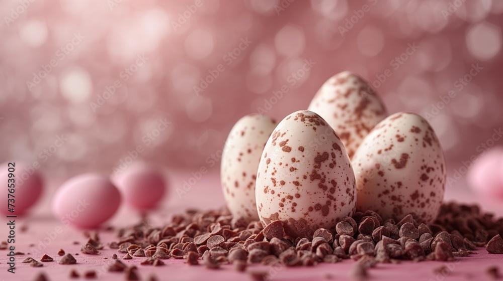 Fundo fotográfico de páscoa com tons pastéis, com ovos e decoração colorida