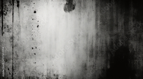 Vintage grunge monochrome background. Rough painted wall of black and white color. Imperfect plane of grayscale grungy. Uneven old decorative backdrop. Texture of black-white.