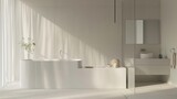 Contemporary Bathroom with Glass Partition and White Vanity AI Generated.