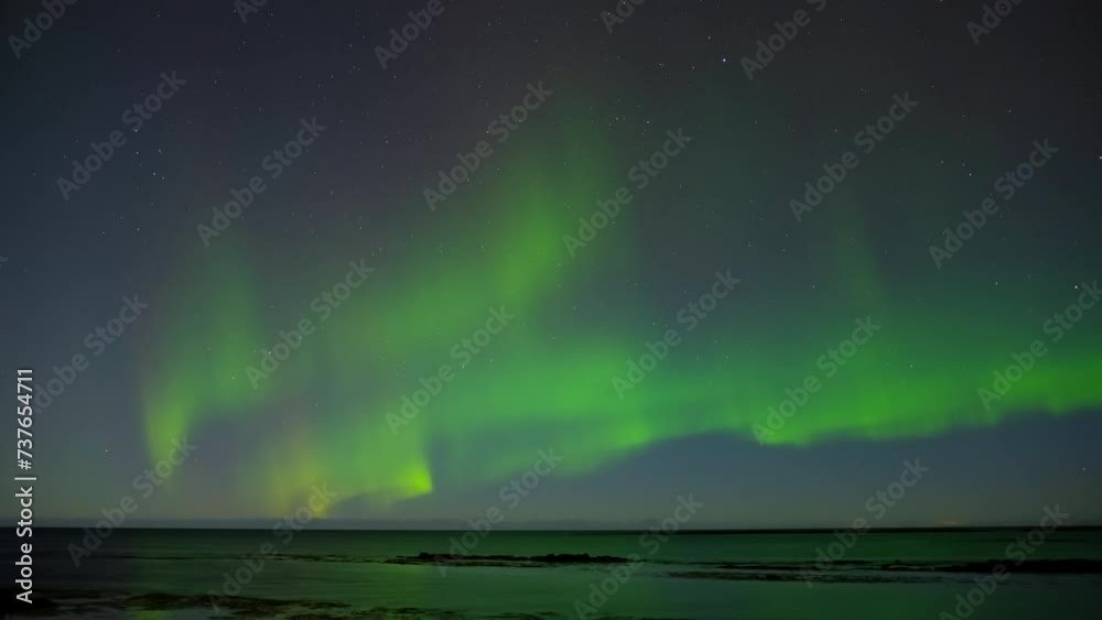 Aurora Borealis, Northern Lights in Iceland, Real Night Sky with Stars ...
