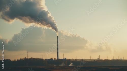 Industrial Factory Emitting Smoke From Stacks