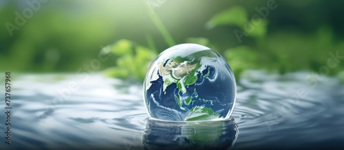 earth globe in water floating