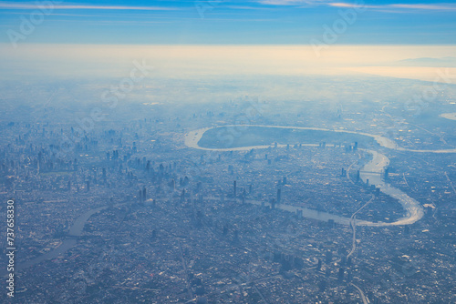 バンコク首都圏の空撮・タイ Sky View of Bangkok , Thailand