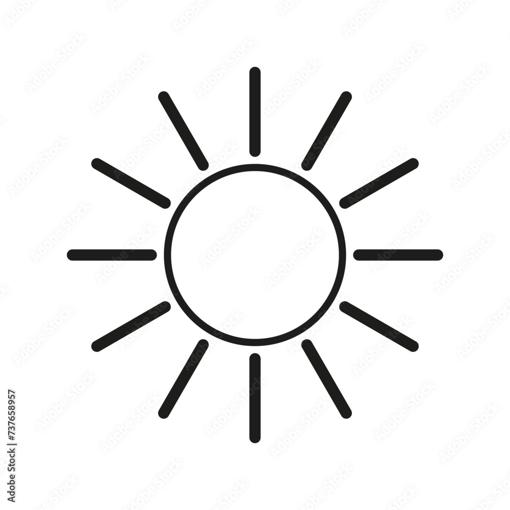 A black and white drawing of a sun with rays coming out of it