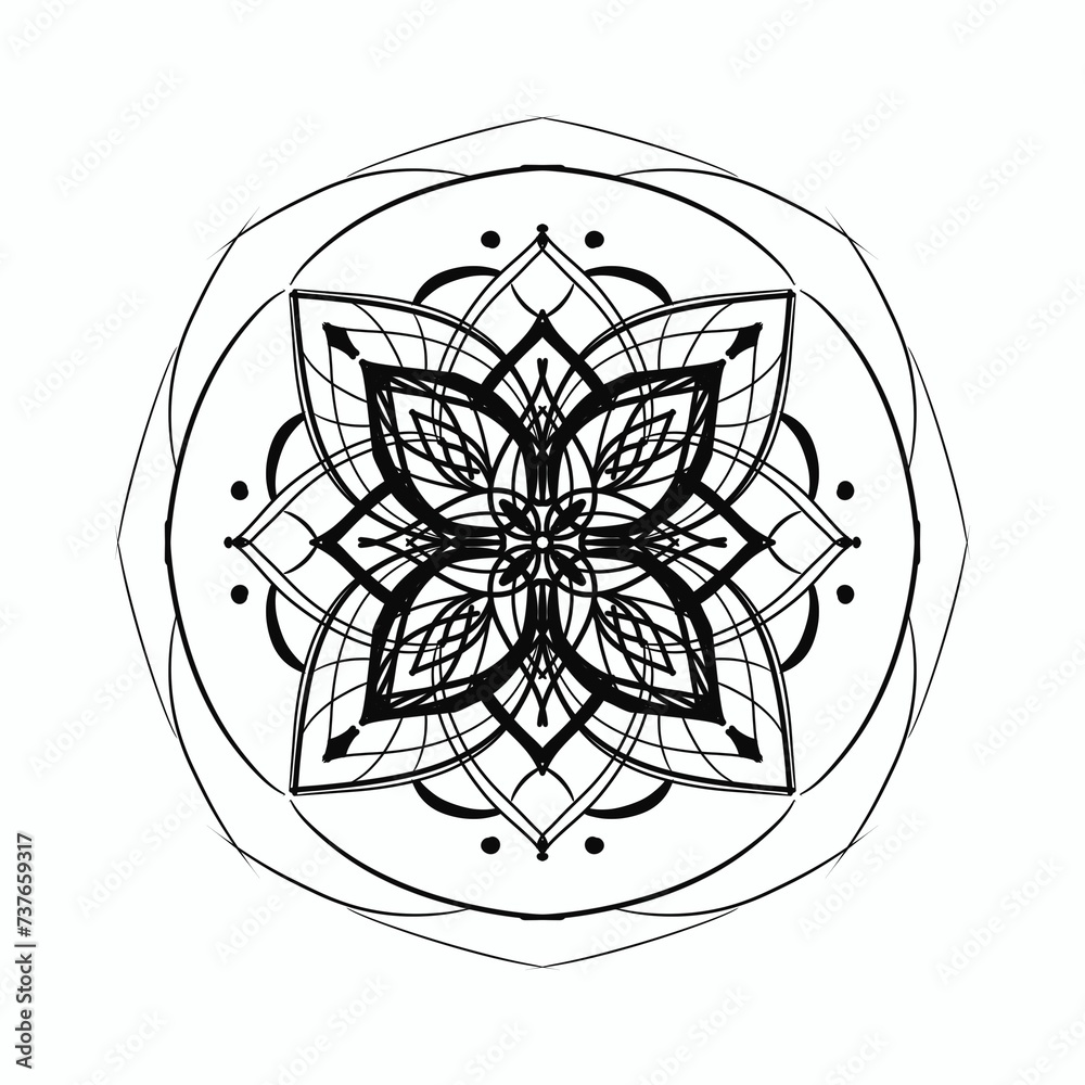 Fototapeta premium Mandala Sketch Tattoo Art Drawing