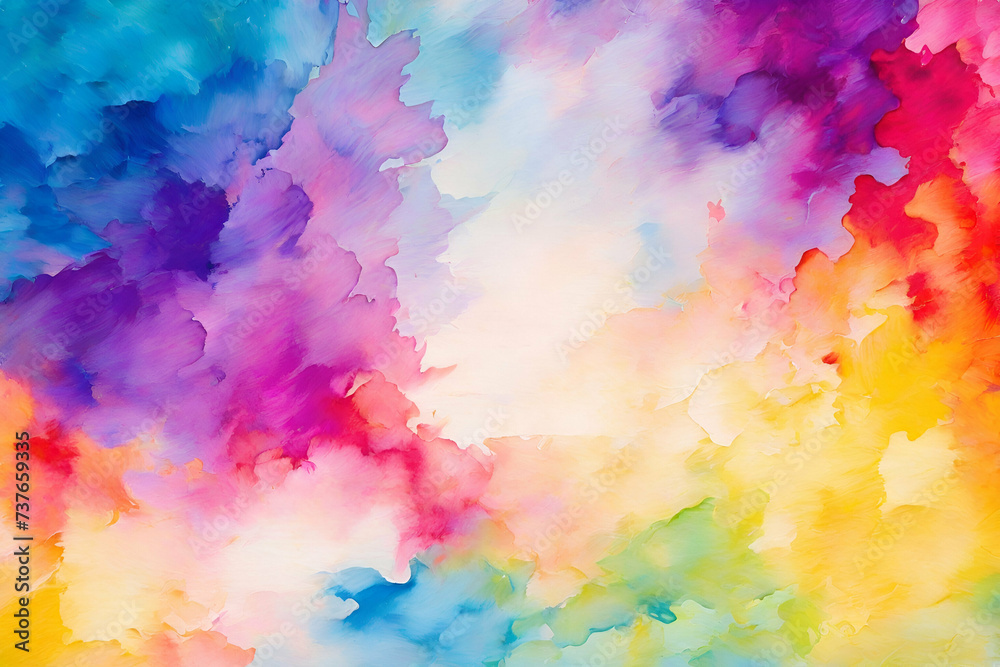 Colorful, Impressionistic Watercolor Abstract Painting Background