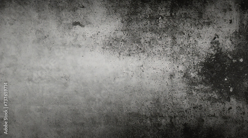 Vintage grunge monochrome background. Rough painted wall of black and white color. Imperfect plane of grayscale grungy. Uneven old decorative backdrop. Texture of black-white.