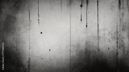 Vintage grunge monochrome background. Rough painted wall of black and white color. Imperfect plane of grayscale grungy. Uneven old decorative backdrop. Texture of black-white.