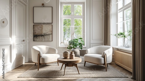 Scandinavian Elegance, interior design of modern living room  © Faisal