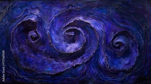 An abstract representation of the color indigo, swirling patterns and textures conveying depth and emotion