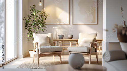 Scandinavian Elegance  interior design of modern living room 