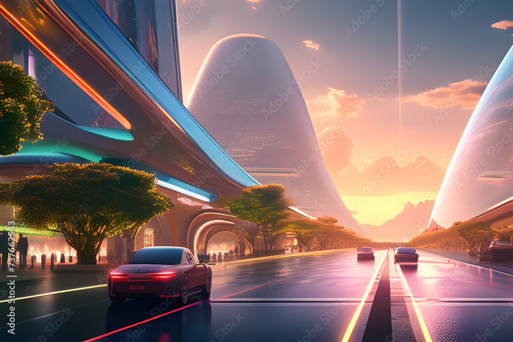 highway bridge at night.
Generative AI - obrazy, fototapety, plakaty 