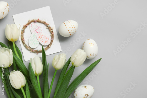 Tulips with Easter eggs and...