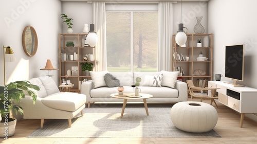 Scandinavian minimalism , Modern sophisticated living room interior design © Faisal