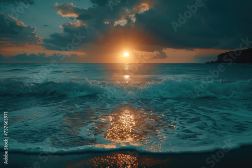 beautiful tropical sunset on ocean beach professional photography © NikahGeh