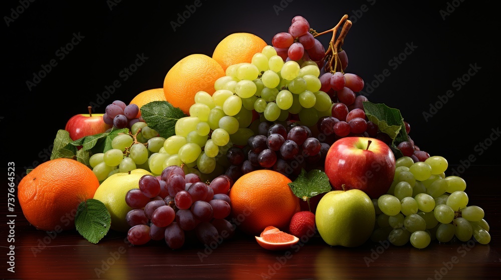 Assorted Fruit on Wooden Table Assorted Fruit on Wooden Table