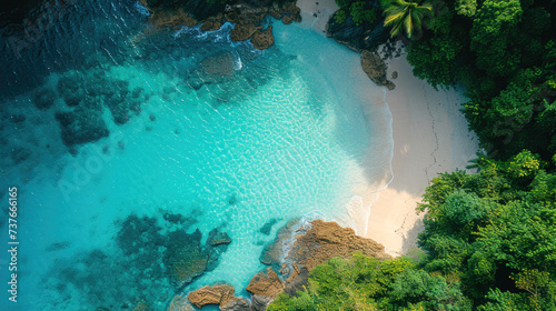 Top view of Tropical Beach Meets Pristine Ocean Waves, sea and beach, nature, travel brochures, summer, natural world, wallpaper, seascape, Travel and vacation concept