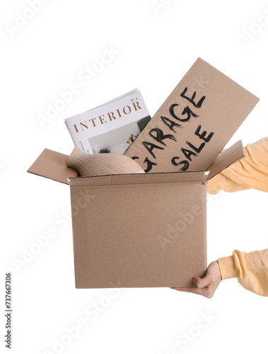 Female hands holding box of...
