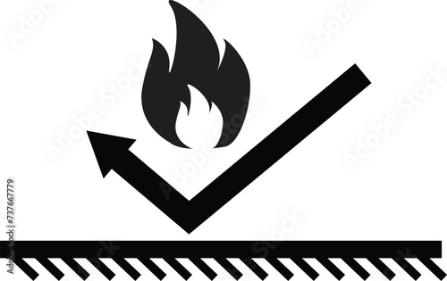 Fire resistant coating icon. Fire safety sign. Fire-resistant materials symbol. Non-flammable chemicals logo. flat style.