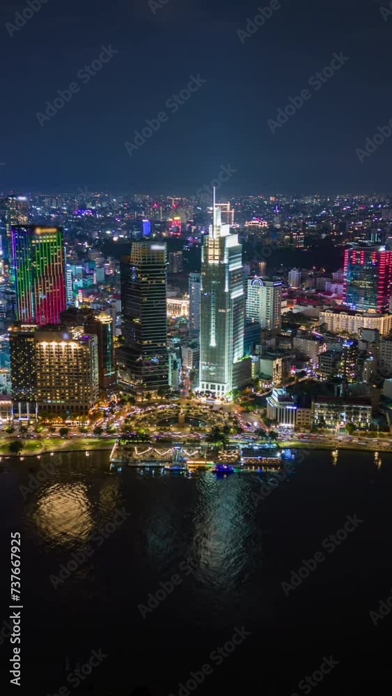 Night timelapse of downtown Ho Chi Minh City, Vietnam. Night timelapse of downtown Ho Chi Minh City, Vietnam.