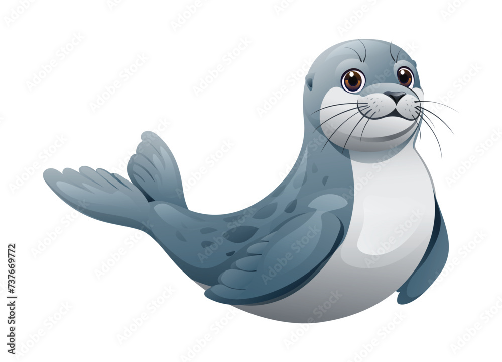 Cute seal swimming. Vector cartoon illustration isolated on white background Cute seal swimming. Vector cartoon illustration isolated on white background
