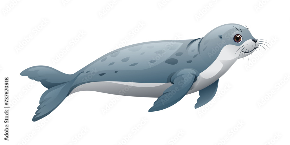 Cartoon seal swimming illustration isolated on white background Cartoon seal swimming illustration isolated on white background