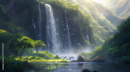 waterfall in the morning