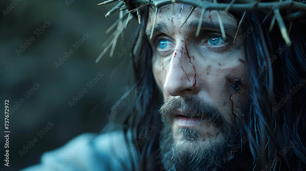 portrait of Jesus with crown of thorns - profile