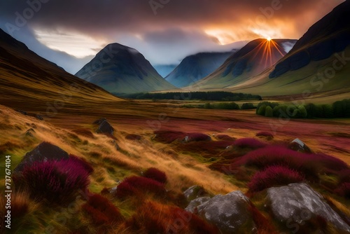 sunset in the mountains